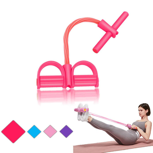 Portable 4 Tube Tummy Trimmer Pedal Resistance Band – Home Gym Fitness Equipment for Men & Women
