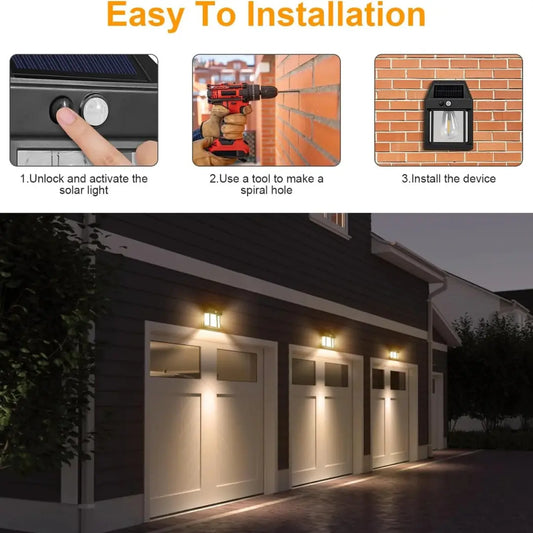 Solar Motion Sensor Outdoor Wall Light – Large Waterproof LED Lamp for Garden, Patio & Pathway