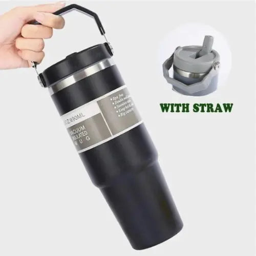Vacuum Insulated Water Bottle – Stainless Steel Travel Mug, Leakproof Coffee Tumbler for Hot & Cold Drinks