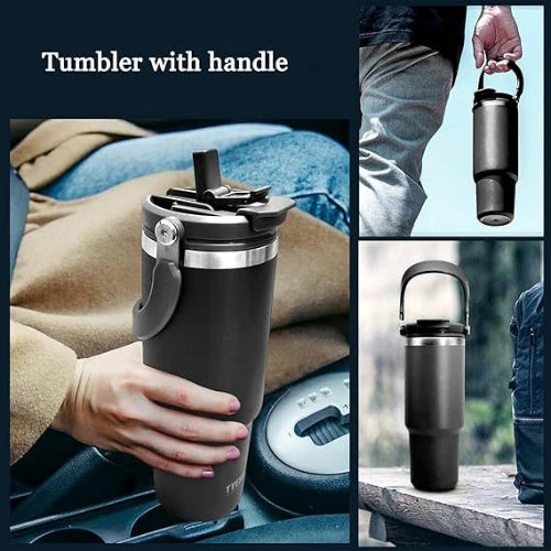 Vacuum Insulated Water Bottle – Stainless Steel Travel Mug, Leakproof Coffee Tumbler for Hot & Cold Drinks