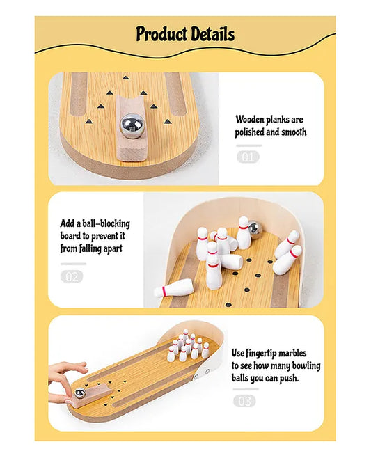 Mini Table Wooden Bowling Game – Portable Desktop Toy for Family Fun