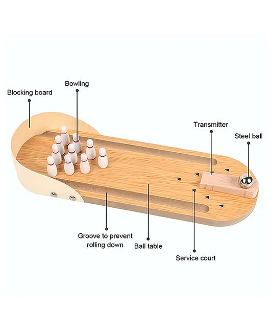 Mini Table Wooden Bowling Game – Portable Desktop Toy for Family Fun