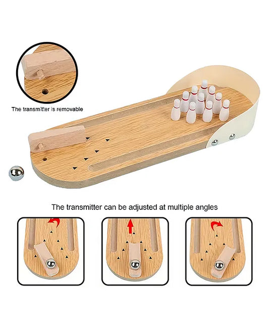 Mini Table Wooden Bowling Game – Portable Desktop Toy for Family Fun