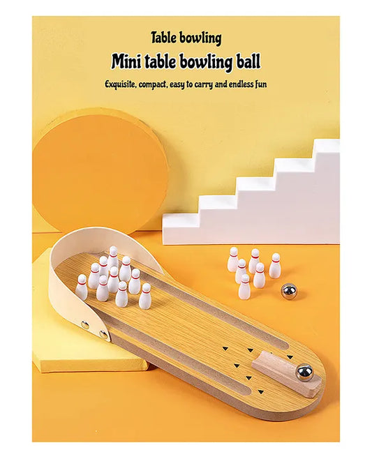 Mini Table Wooden Bowling Game – Portable Desktop Toy for Family Fun